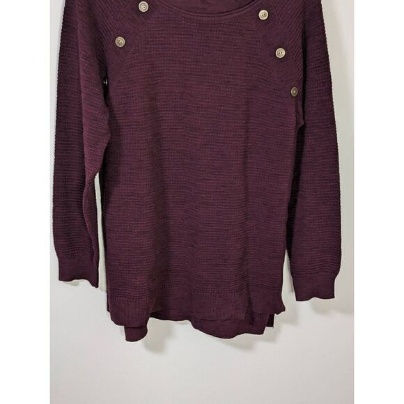 Maurice's Maroon Long Sleeve Button Detail Tunic Sweater - Size L - Picture 3 of 9
